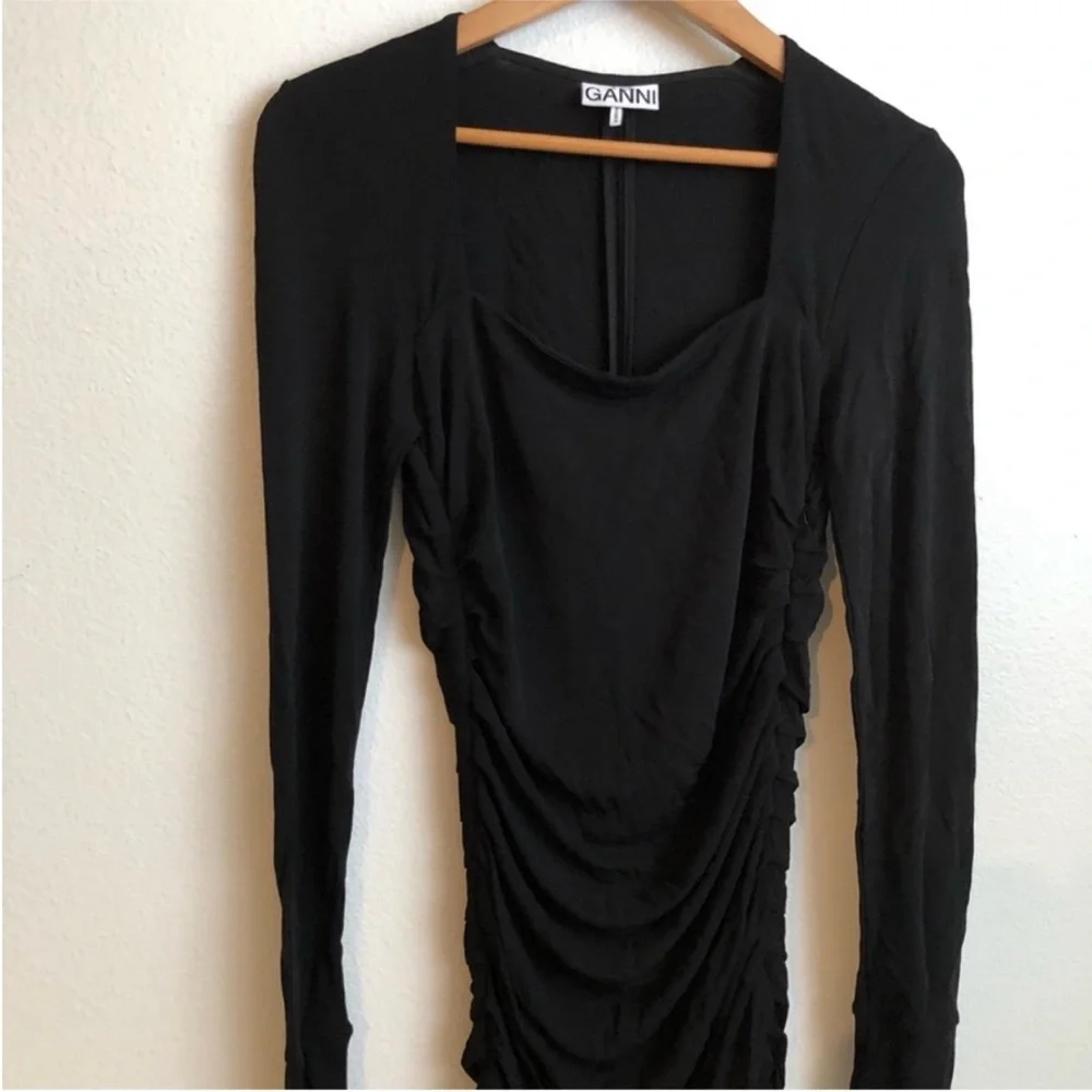 GANNI Ruched crepe midi dress - Picture 10 of 16